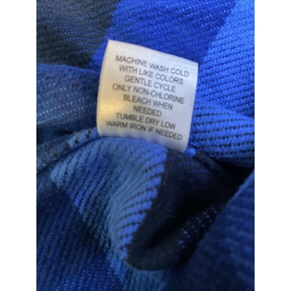 Gander Mountain Heavyweight Flannel Shirt Men's XLT Blue Plaid Cotton Shacket - Picture 7 of 9